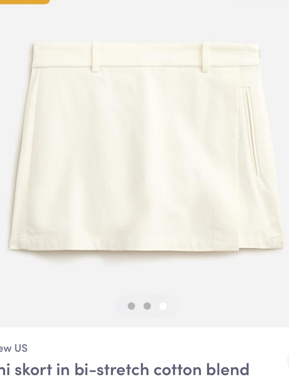 J Crew cotton stretch Cream Mini Skort